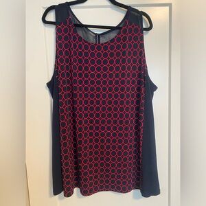 Patterned Tank Blouse with sheer shoulder